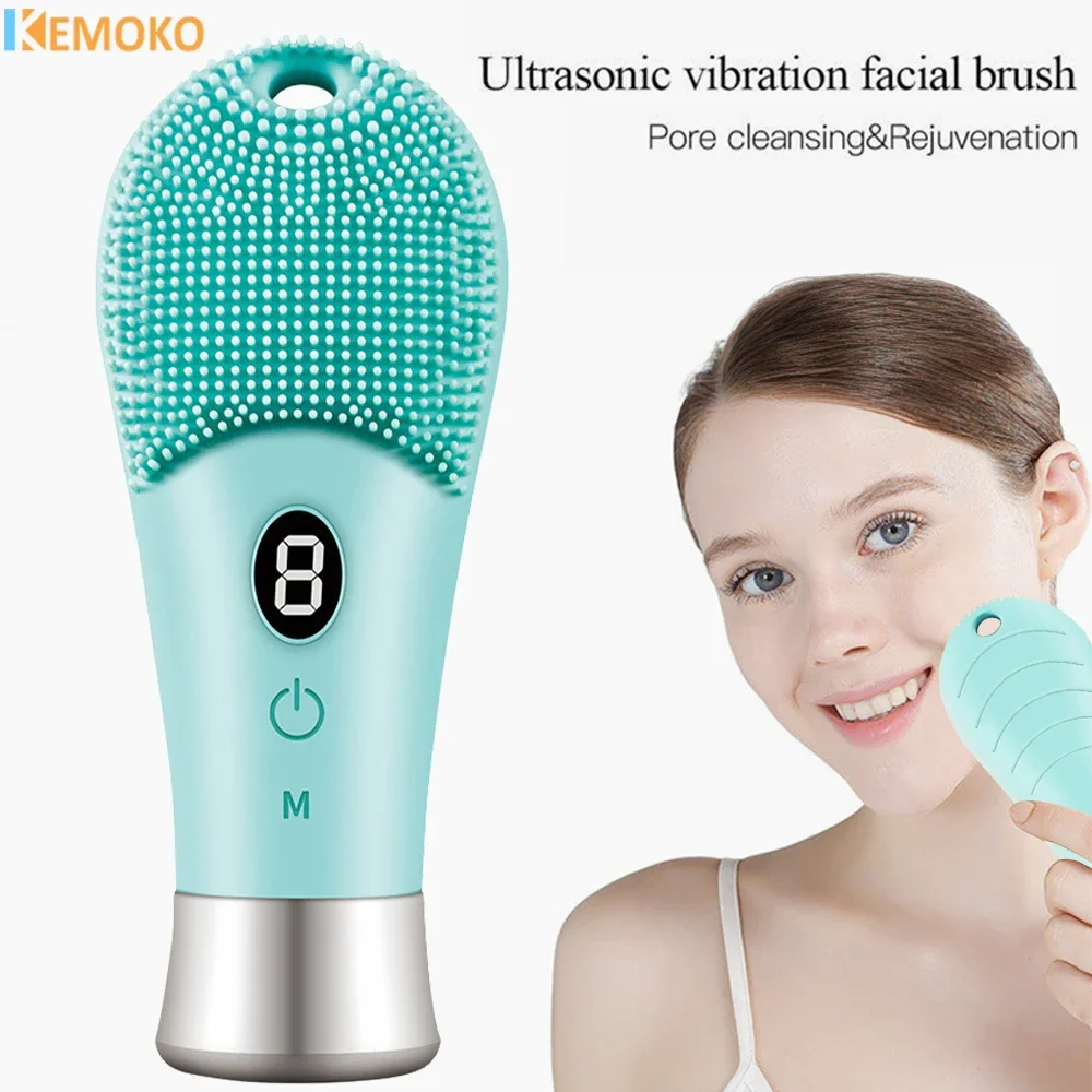 

Ultrasonic Skin Sonic Scrubber Facial Brush Cleaner Spinning High Frequency Vibration Face Silicon Recharagable 9 Gears Electric