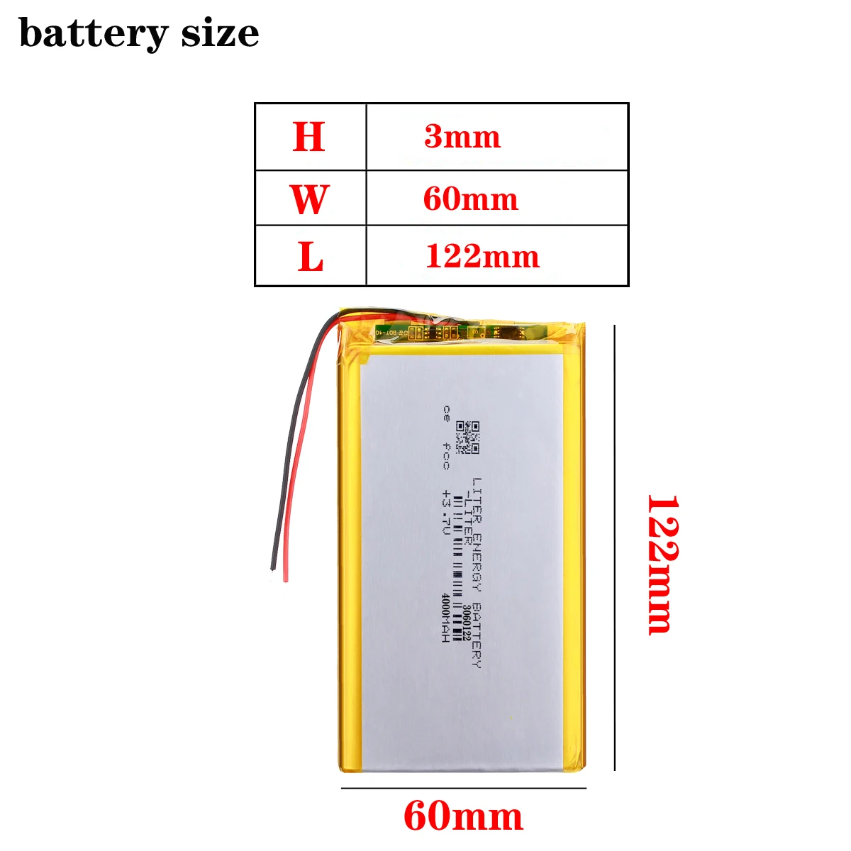 3.7V,4000mAH 3060122 (polymer lithium ion battery) Li-ion battery for PG11 tablet pc 7 inch 8 inch 9inch