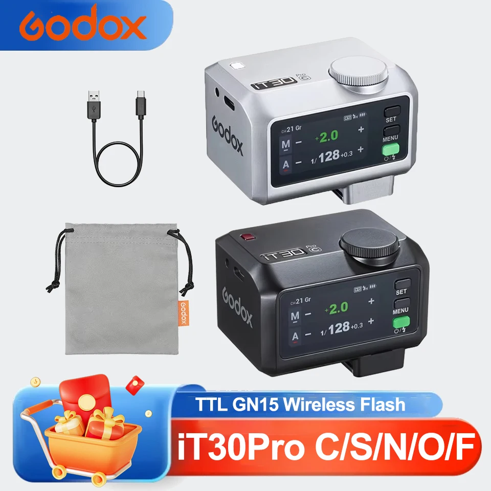 

Godox iT30Pro iFlash Camera Flash TTL Auto-Exposure 2.4GHz Wireless 2.8" Touchscreen for Canon Nikon Sony Fuji Olympus