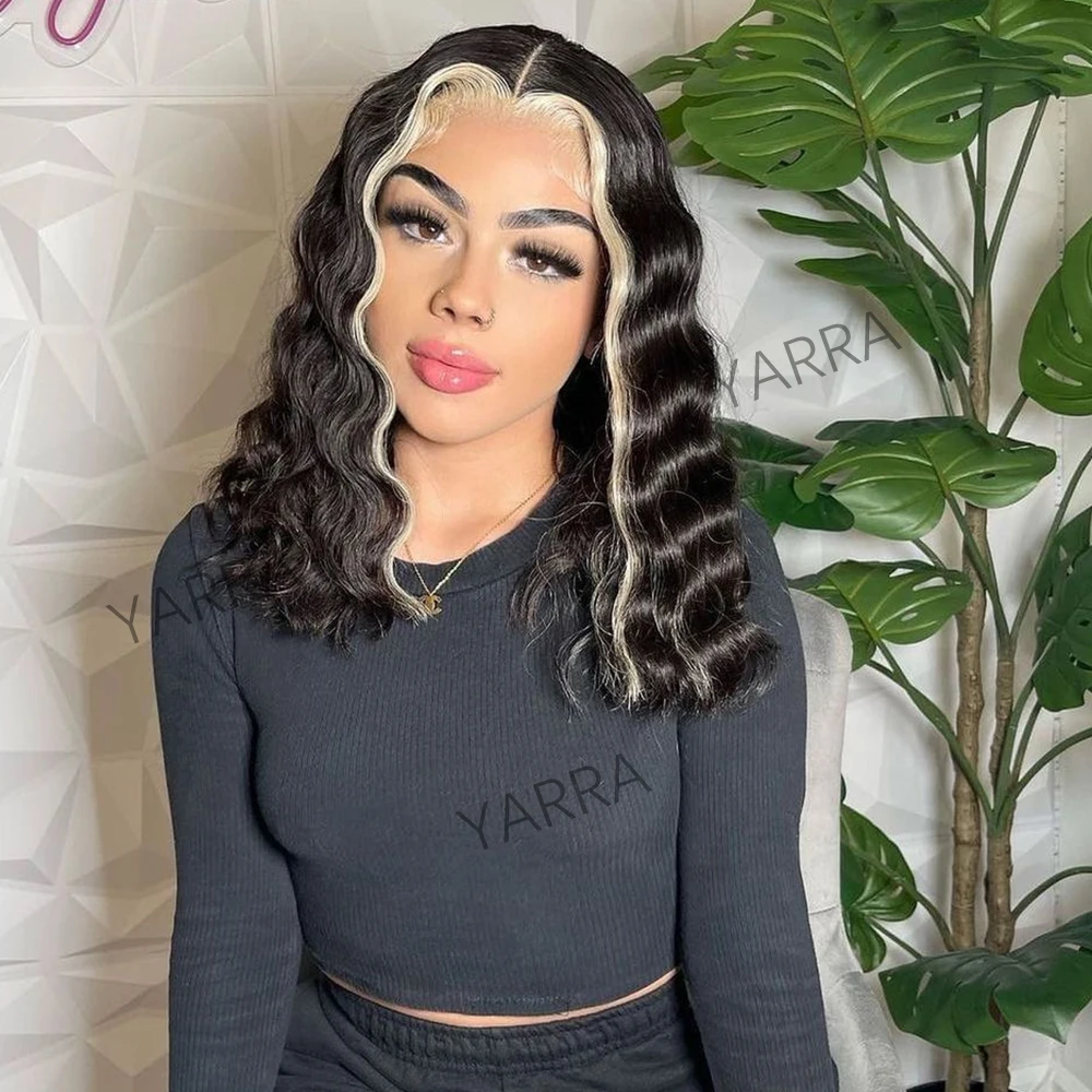 Ombre Blonde Colored Short Bob Wig Deep Wave 13X6 Lace Frontal Wig Human Hair Brazilian Loose Deep 5X5 Lace Closure Wig ForWomen