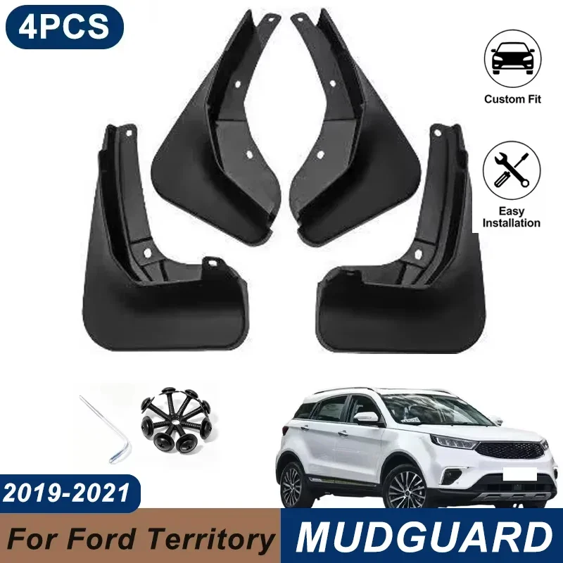 4PCS Car Mud Flaps For Ford Territory CX743 2019-2021 Waterproof Anti-Splash Fender Mudguards Auto Exterior Accessories