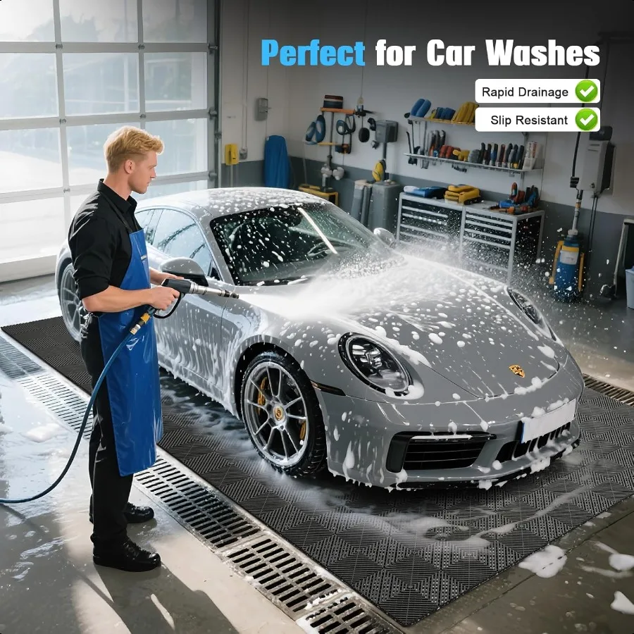 12Pcs Interlocking Tile 12" x 12" Indoor Outdoor SelfDrainage Interlocking Floor Tiles NonSlip HeavyDuty Polypropylene Splicing