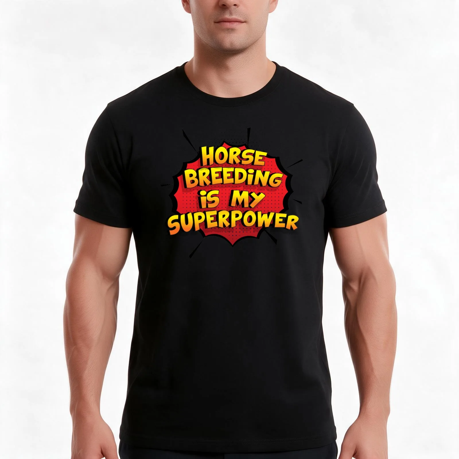 Horse Breeding is my Superpower Funny Design Horse Breeding Gift T-Shirt Summer Casual Cotton Tee Oversized Streetwear Tops