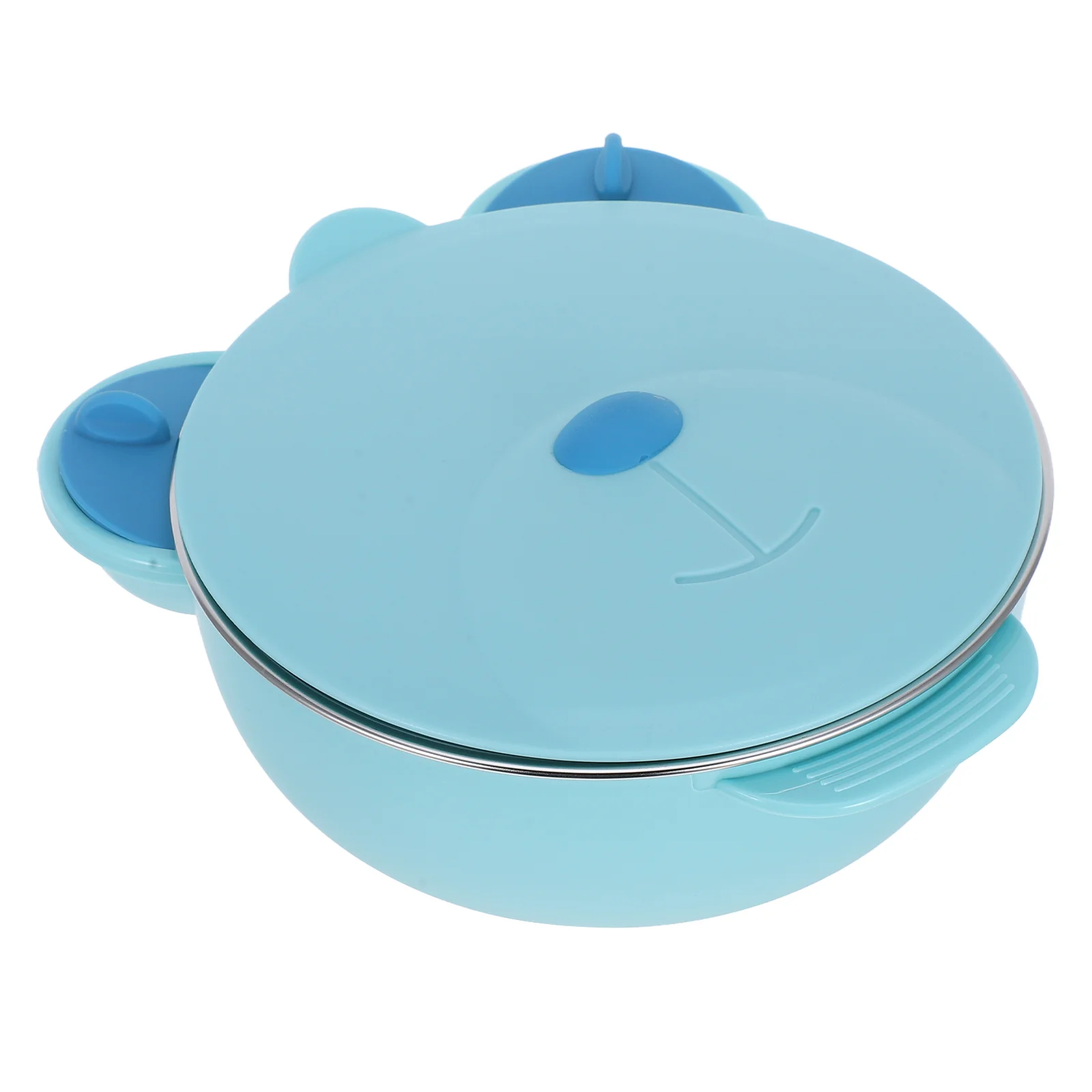 Food Containers with Lids Suction Bowl Useful Stainless Steel Baby Safety Snack for Tableware Blue Infants Feeding Toddler