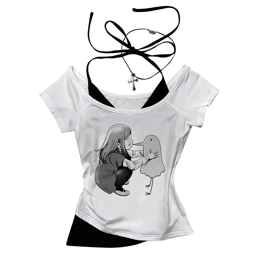 Oyasumi Goodnight Punpun crop top teen meme jojifuku graphic streetwear emo t-shirt meme grunge jojifuku summer gyaru