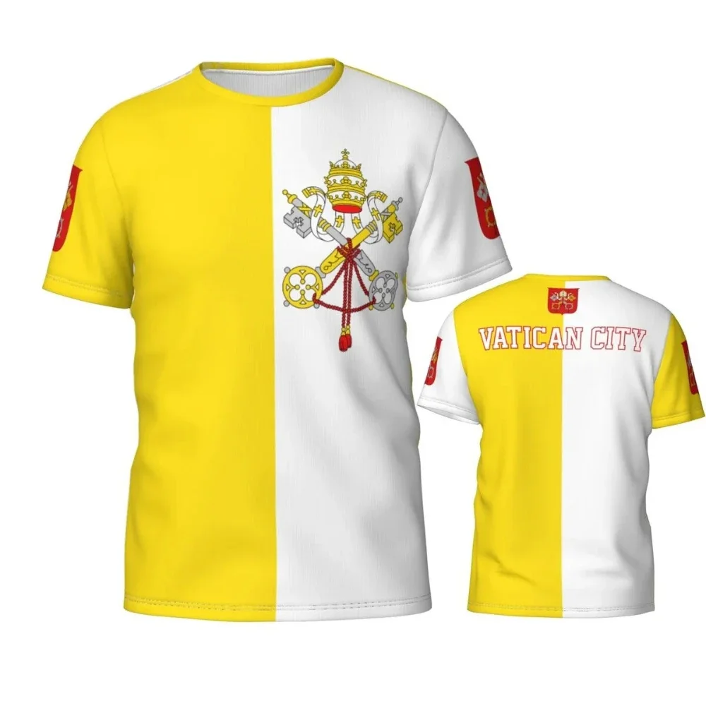 2024 New Vatican Flag Graphic 3D Printed T-shirt Vatican National Emblem Fashion Men's Tops  National Day Gifts Personalized Tee