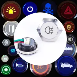 Logo Symbol Icon Signal Custom Pattern Car DIY Waterproof Led Momentary Push Button Switch 16/19/22/25/30mm Self Reset With Wire