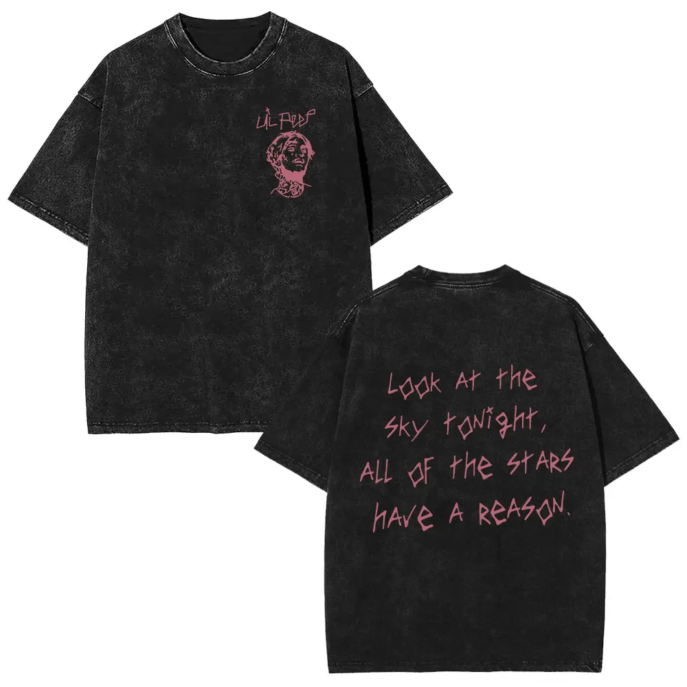 Rapper Lil Peep Tour Concert Graphic T Shirt Men's Women Fashion Hip Hop Short Sleeve T-shirt Vintage Washed Oversized T-shirts