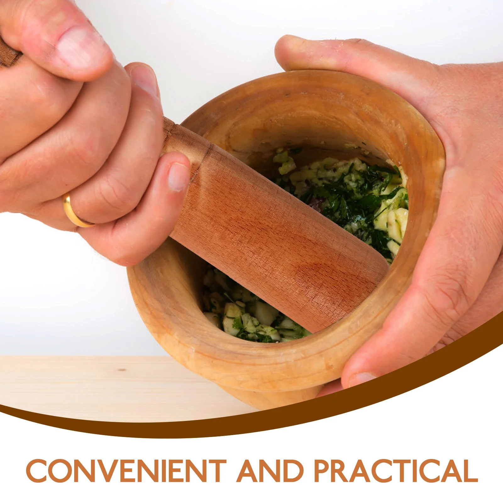 

Natural Wooden Garlic Grinding Tool Ergonomic Long Handle Pestle Multipurpose Kitchen Utensil Garlic Wooden Grinding Rod