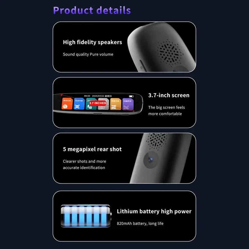 Portable 142 Language Translation Scan Reader Device with 3.7 inch 5 Million Pixel Camera Intelligent Scanning Translation Pen