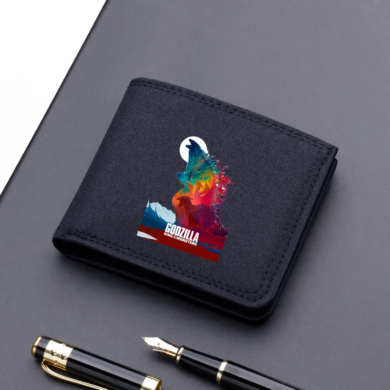 Godzilla Wallet Cool Anime Printed Money Purse Card Holder Men Boy Black Pocketbook Storage Pouch Foldable Wallets Birthday Gift