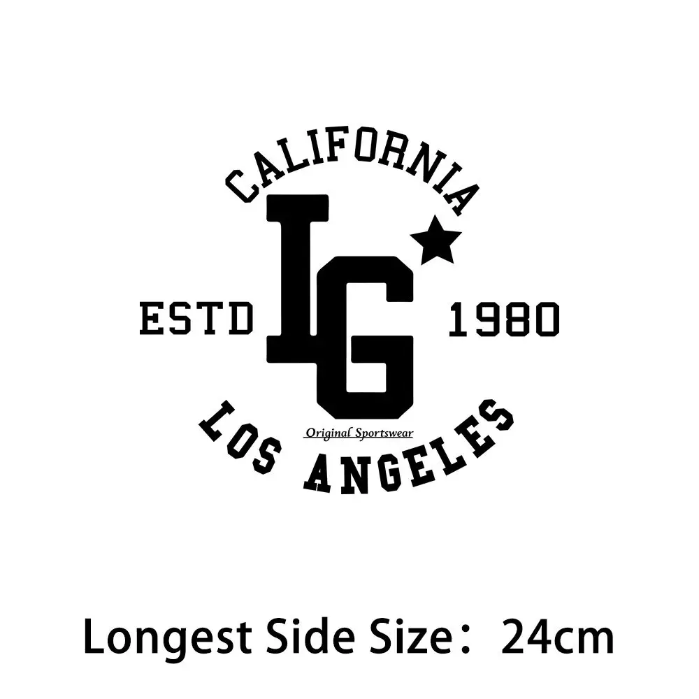 Ig Los Angeles Letter Iron Transfer Sticker Health No Smell Diydecals Iron-On Patches For Pillow Case Washable Applique Decor