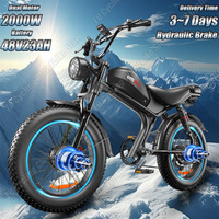Emoko C93 Electric Motorcycle 2000W Dual Motor 48V23AH Battery Hydraulic Brake Electric Bike 20*4 Fat Tire Mountain Adult E-Bike