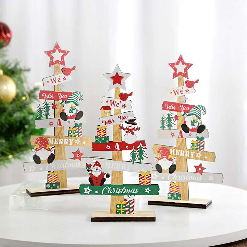 

Desktop Christmas Tree Santa Claus Wooden Ornaments Christmas Signs Plaque Home Decoration 2024 Noel Navidad New Year Party Gift