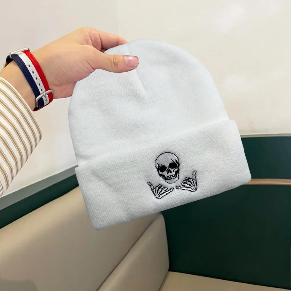 Winter Beanie Hat Men Women Knit Skull Embroidered Warm Beanie Thick Stretchy Unisex Beanie Hat for Daily Wear Outdoor Sports