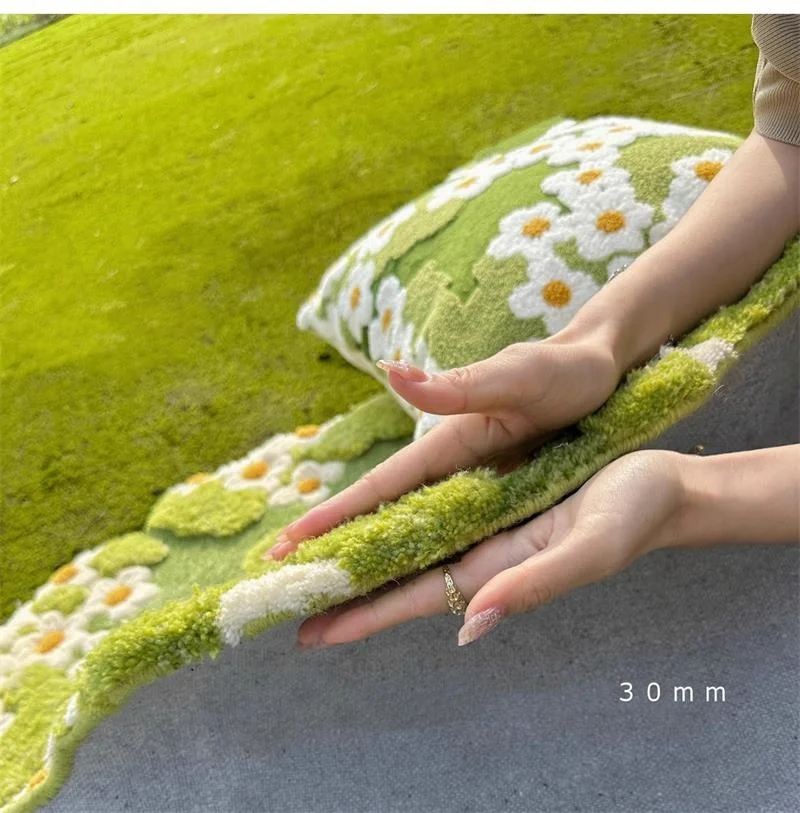 Garden Handmade Acrylic Tufted Round Carpet For Living Room Home Fresh Flowers Rugs For Bedroom Soft Sofa Coffee Table Floor Mat