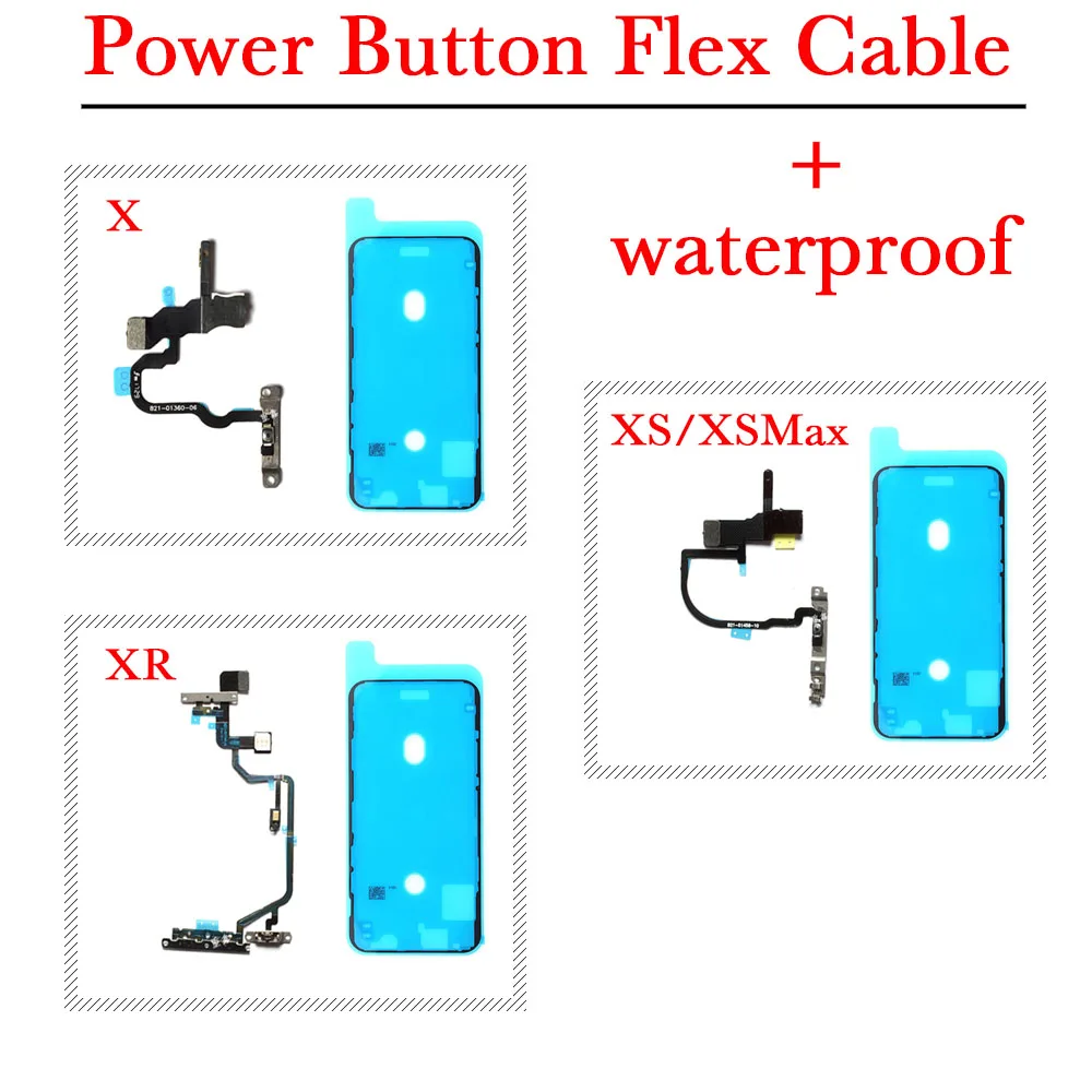 Power And Volume Button Flex Cable For iPhone X XR XS Max With Lcd Waterproof Adhesive Tape  Replacement Parts