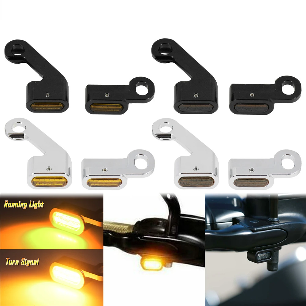 

Motorcycle Mini LED Turn Signals Indicators Running Blinker Amber Light With E Mark Handle Grip Lamp For Harley Softail Touring