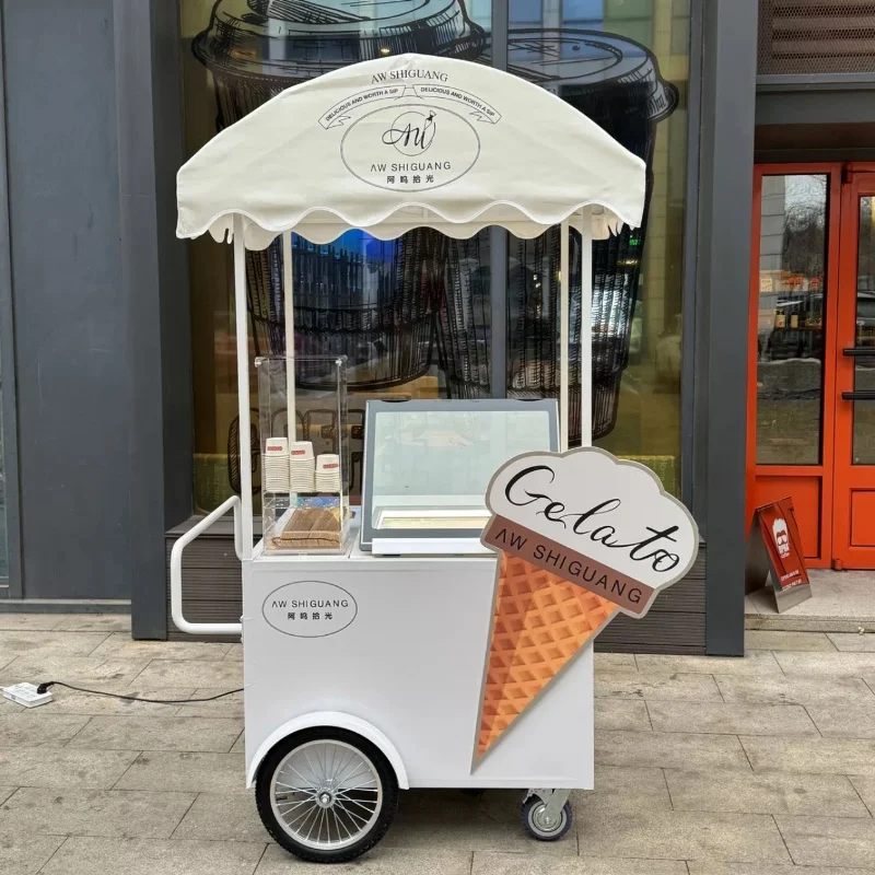 Popular ice cream sales truck, movable display cabinet, commercial multi-functional stall cart, special for commercial promotion