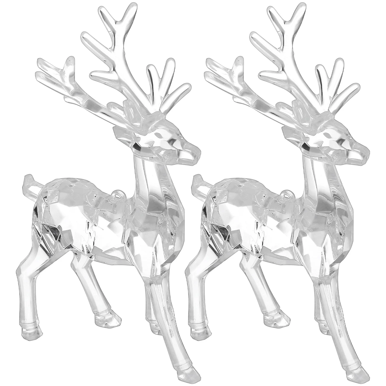 

2Pcs Acrylic Clear Xmas Elk Decorations Desktop Ornaments Christmas Elk Sculpture Tabletop Decor Gift Transparent Deer Ornament