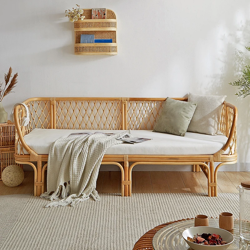 등나무 소파 거실 의자 안뜰 가구 더블 인도네시아 예술 대나무 발코니 홈스테이 차이