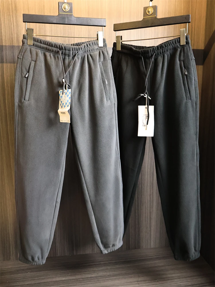 

Thiened Double-sided Fce Anti-wind Sports Casual Pants for Men Straight Leg Elastic Waist Daily Wear Autumn Winter Trousers