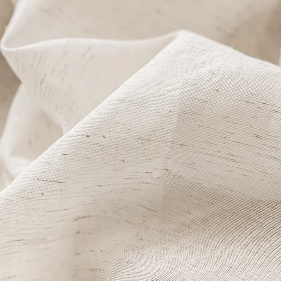 Modern Lightweight Japanese Linen Style White Semi-Transparent Sheer Curtain 1/2 Panels for Living Room Bedroom Homestay