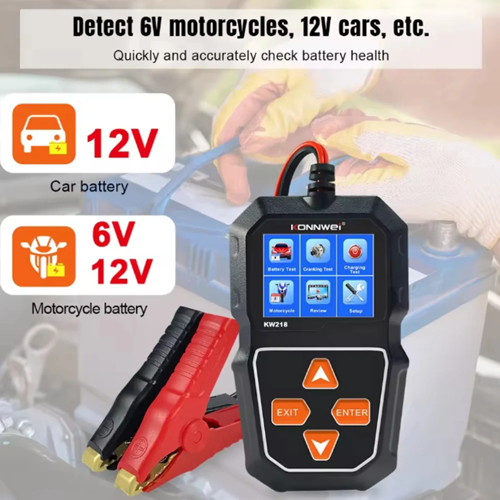 

1Pc Car Battery Tester 6V/12V For Konnwei KW218 Charging System Test 14*8*2cm 100-2000CCA For Ordinary For AGM For Gel Battery