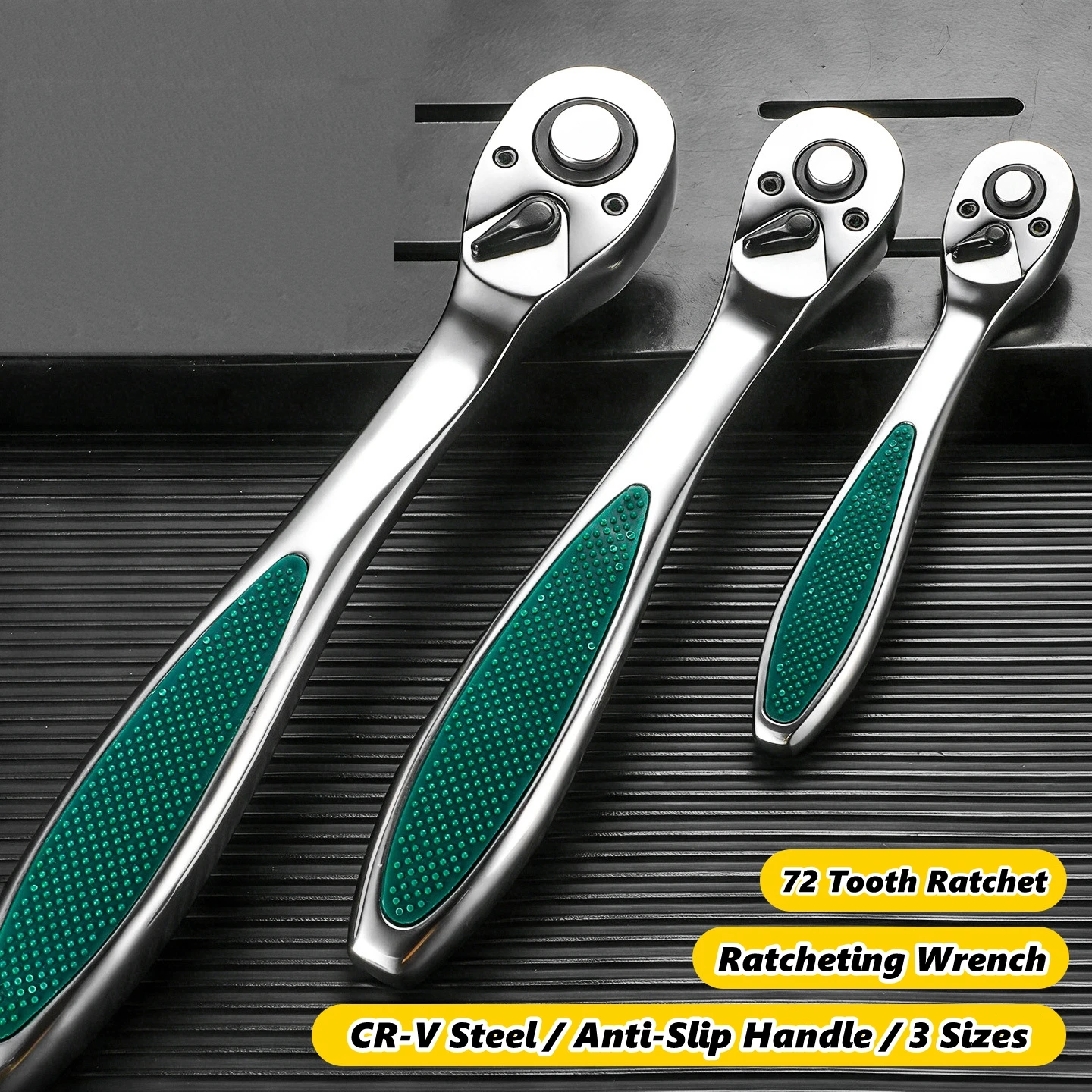 72 Tooth Quick Ratchet Wrench 1/2 1/4 3/8 3 Size Wrenches Two-Way Socket Wrench Repair Tools For Motorcycle Vehicle Bicycle