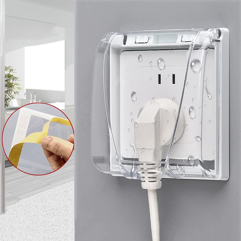 1pc Bathroom Plastic Splash-Proof Socket Box Wall-mounted Switch Protective Cover Power Outlet Protector