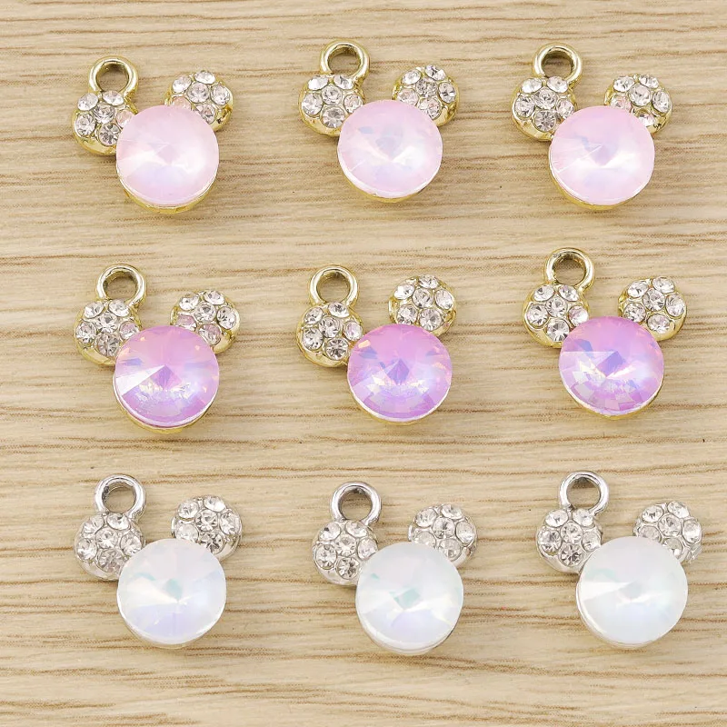 Tusember 10 Stück 12 mm voller Kristall, niedlicher Bärenkopf, Charms-Anhänger für DIY süße Ohrringe, Halskette, handgefertigtes Schmuckzubehör – Detail 6