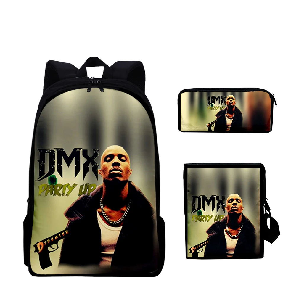 Harajuku Youthful Earl Simmons DMX 3D Print 3pcs/Set Student Travel bags Laptop Daypack Backpack Shoulder Bag Pencil Case
