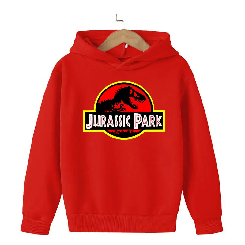 Jurassic Park Autumn Hoodie Kids Clothes Boys Dinosaur Printing Sweatshirt Girls Long Sleeve Clothing Top