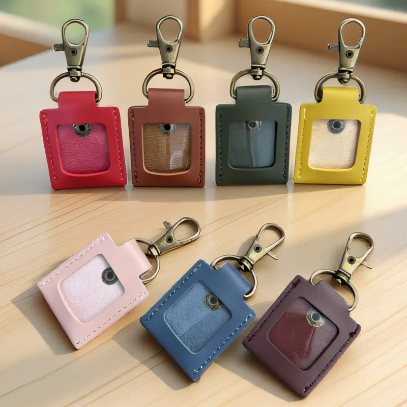 

Creative Leather Album Keychain Pendant Pet Couple Parent Child Visual Window Photo Storage Bag Keyring DIY Bag Hanging Gift