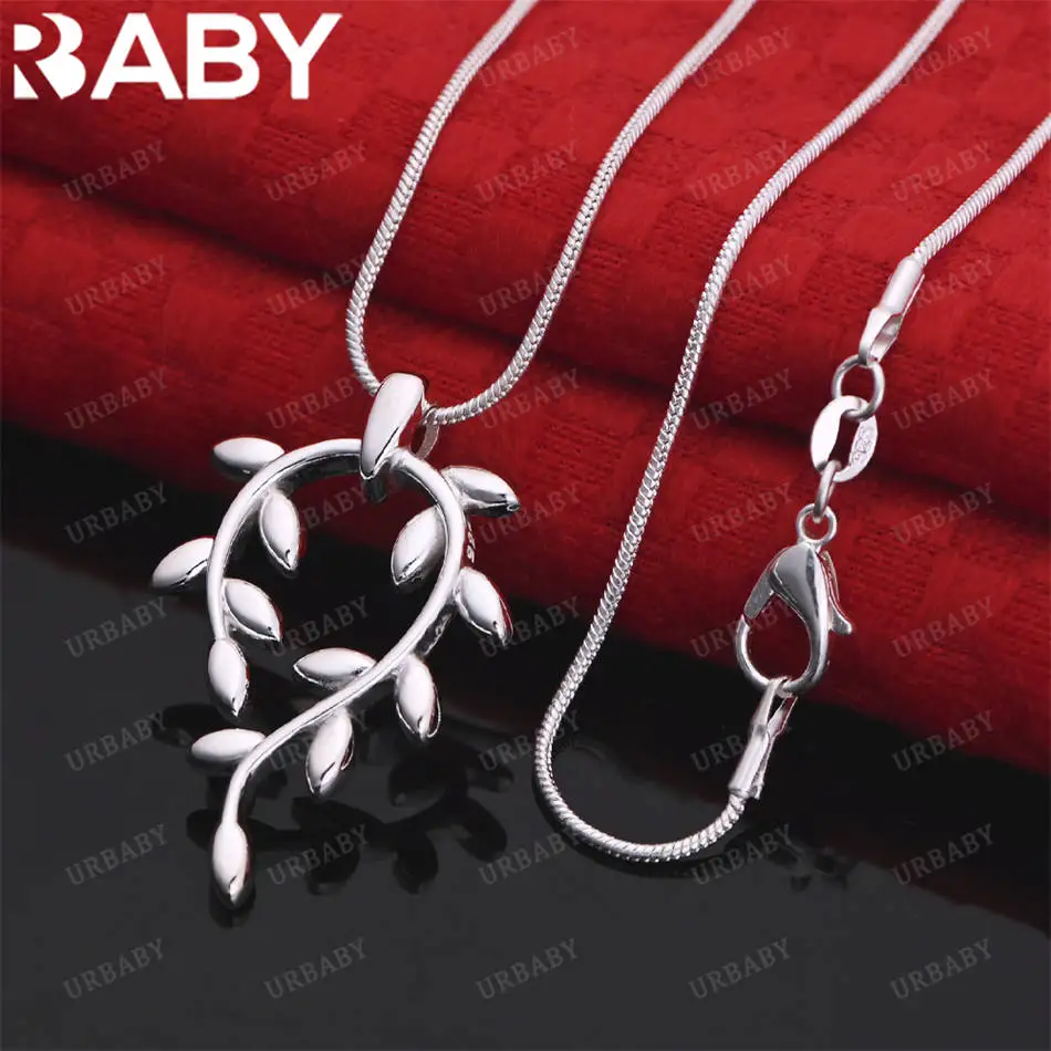 

URBABY 40-75cm 925 Sterling Silver Branches Pendant Necklace For Women Men Creativity Gift Street All-match Party And Daily Wear