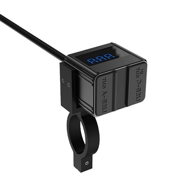Moto Accessories 100W Motorcycle Charger With Type-C USB Port Bidirectional Fast Charge Socket Voltmeter Display-L94A