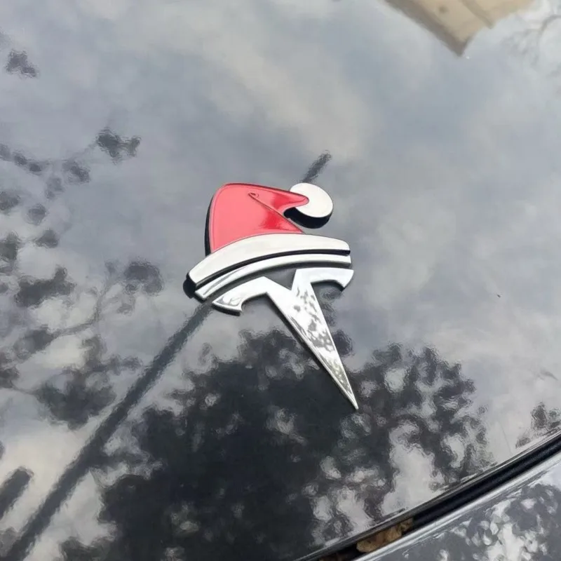 مقاوم للماء عيد الميلاد سانتا قبعة ثلاثية الأبعاد ملصقات مجسمة ل تسلا الإبداعية سانتا قبعة ملصق ذاتي اللصق نافذة السيارة الديكور #1