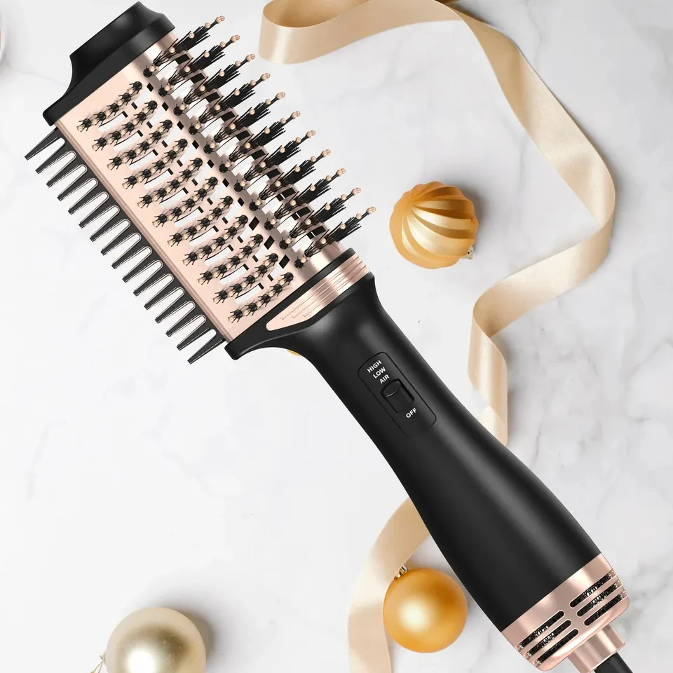 Professional 3 in 1 Hot Air Brush 1000W Electric One Step Hair Dryer Ionic PTC Rotating Nylon Hair Brush for Household Hotel Use