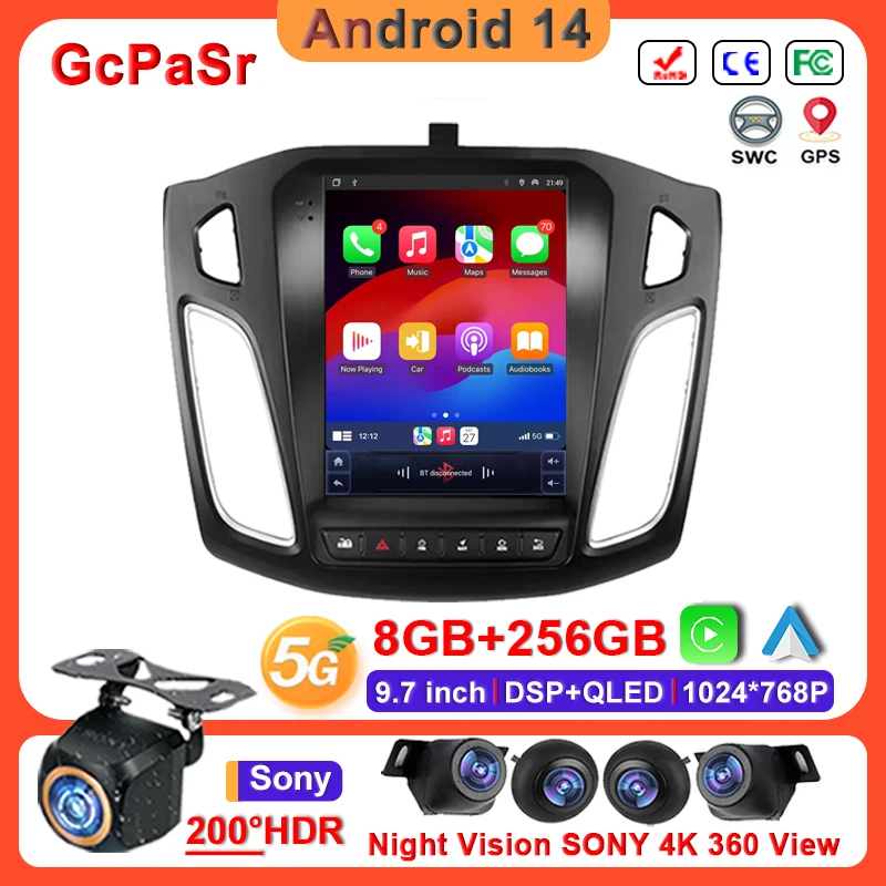 

9.7" inch Android 14 Car Radio For Ford Focus 3 Mk 3 2011-2012 GPS Navigation Touch Screen Stereo Head Unit Multimedia Dash Cam
