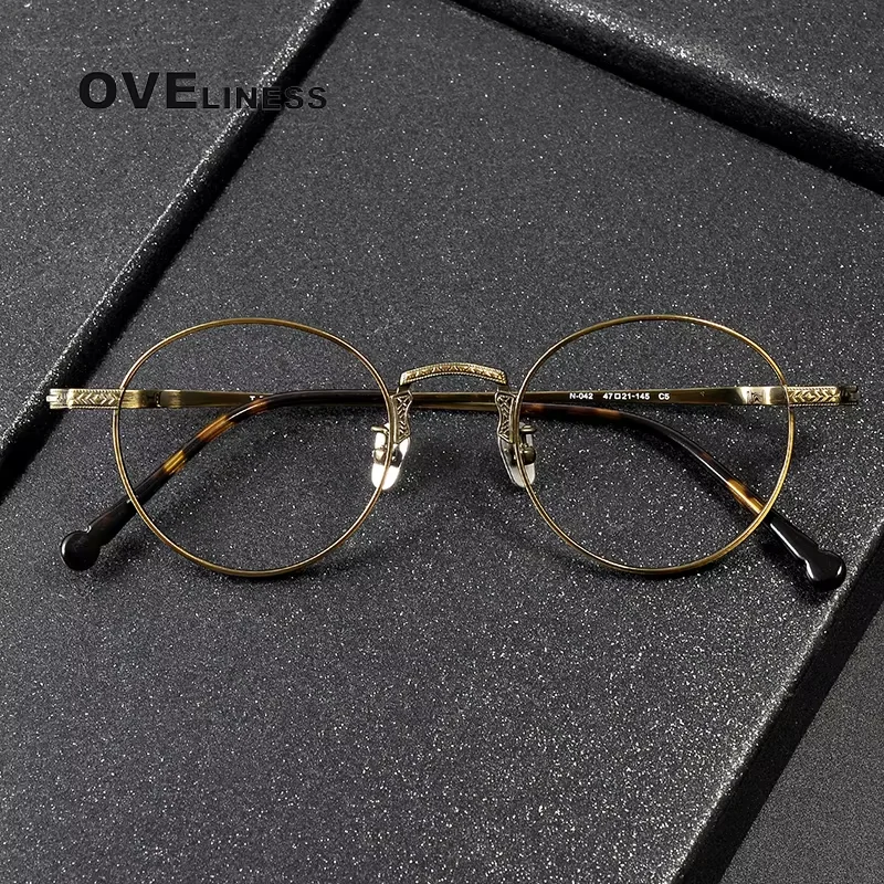 

Acetate Titanium Glasses Frame Men 2025 New Retro Round Eyeglasses frames Women Spectacle male full Eyewear