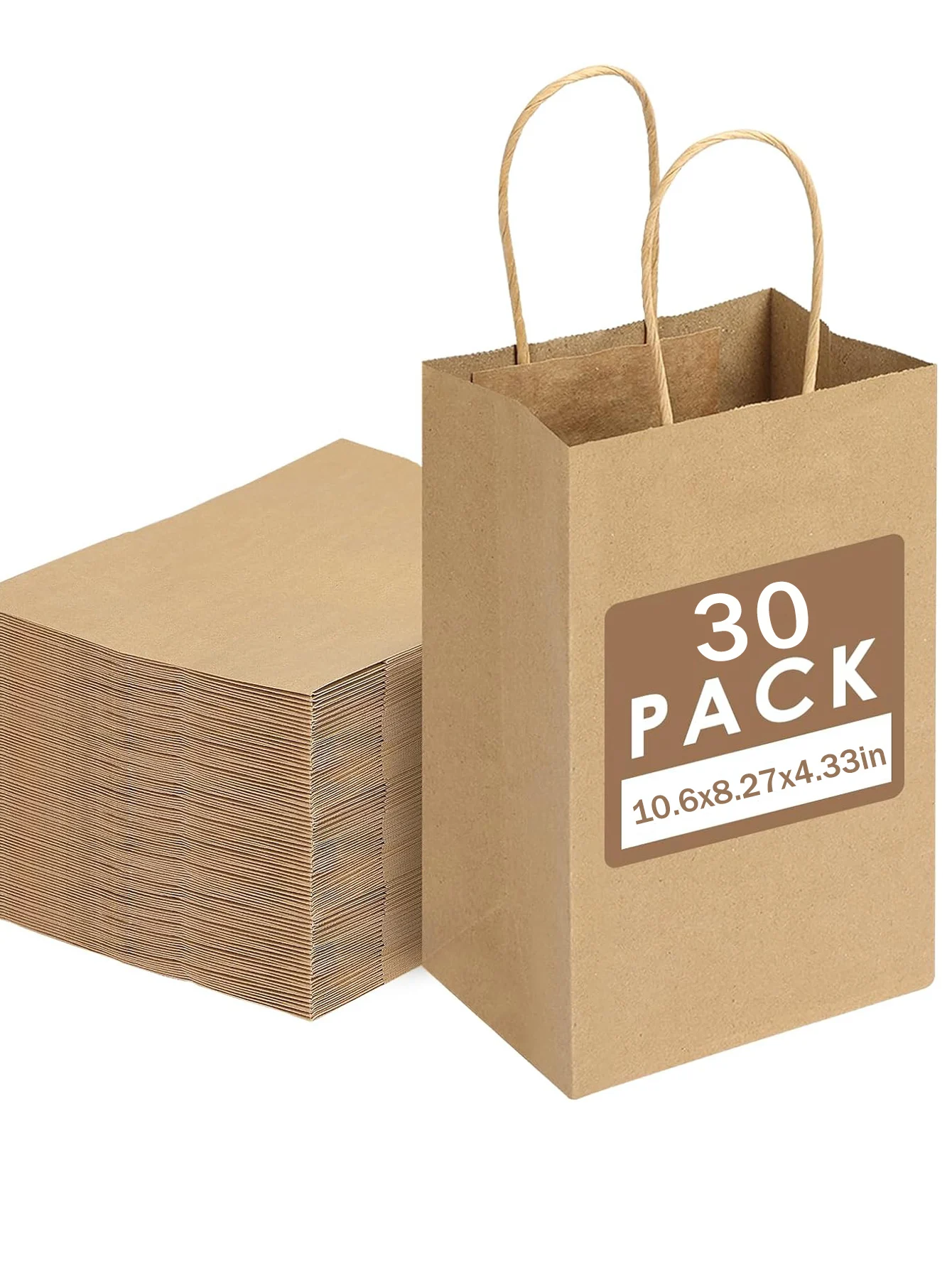 

5/10/20/30pcs Brown Paper Bags with Handles, Gift Bags Bulk, Retail Bags, Shopping, Milk Tea bags, Eco-friendly Portable Bags