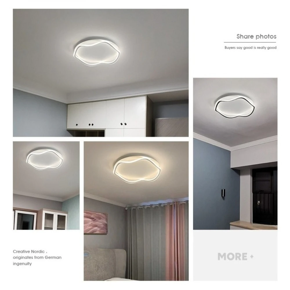 مصباح سقف LED مستدير إبداعي حديث، أبيض مع تعتيم بثلاثة ألوان، تصميم موجة بسيط للمطبخ وغرفة النوم وغرفة الطعام