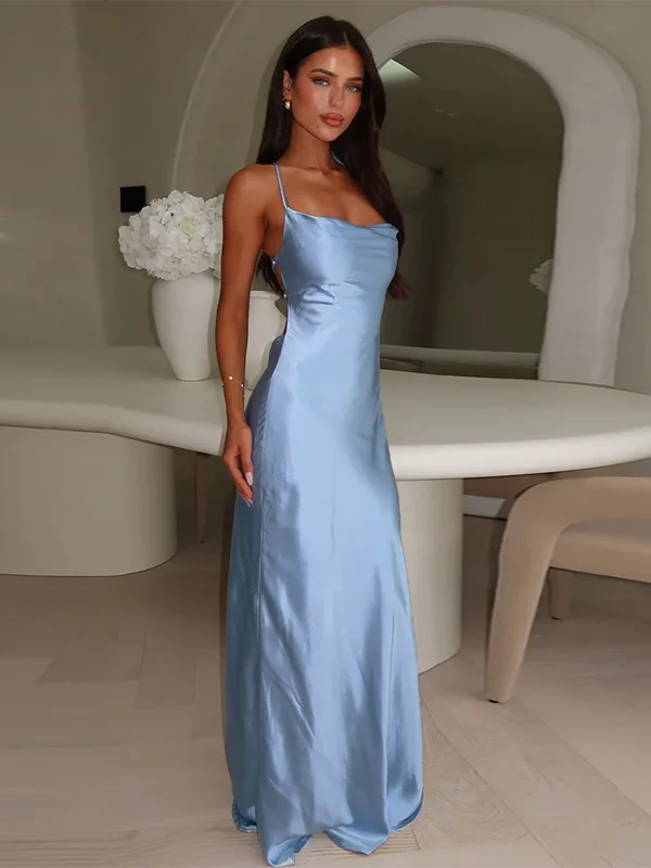 تنورة طويلة للسيدات من Ele Satin Bal Dr بخصر عالٍ لعيد الميلاد، فستان من ألياف البوليستر أنيق لموسم الصيف #1