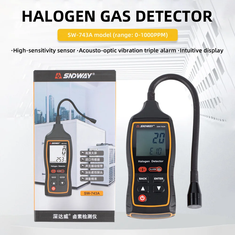 Halogen Detector Air Conditioning Refrigeration System Detect Tool CO Detector Combustible Gas Teste Sound Light Vibration Alarm