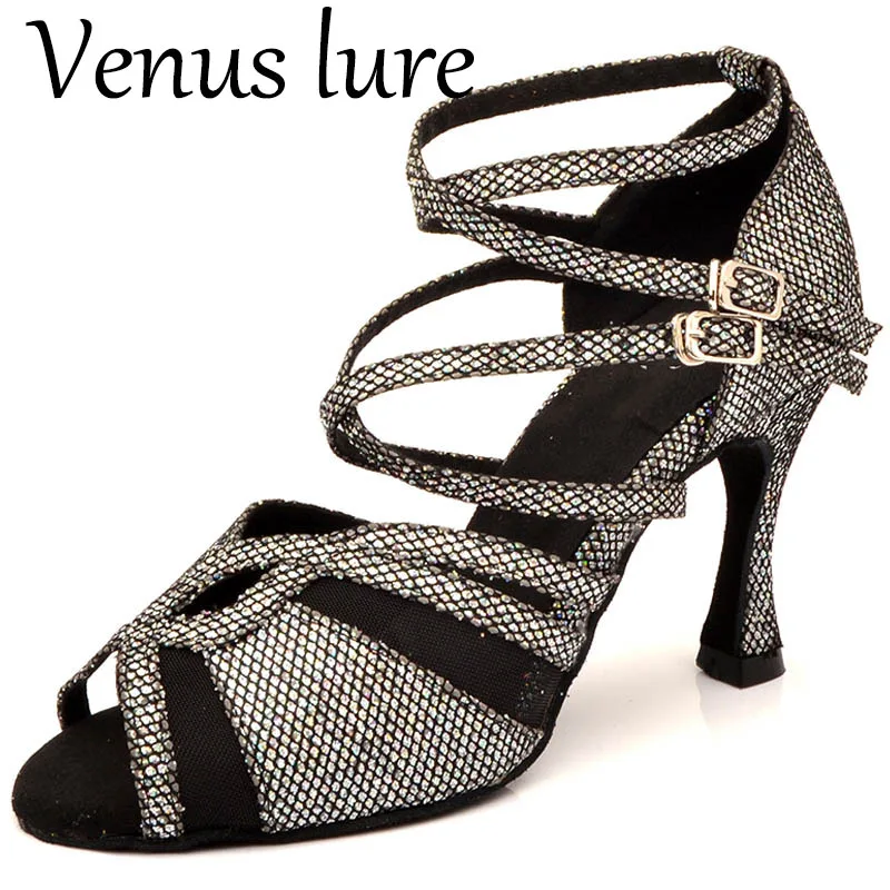 Venus Lure Customized Size & Name Sansha Dance Shoes Silver Glitter High Heeld 9CM