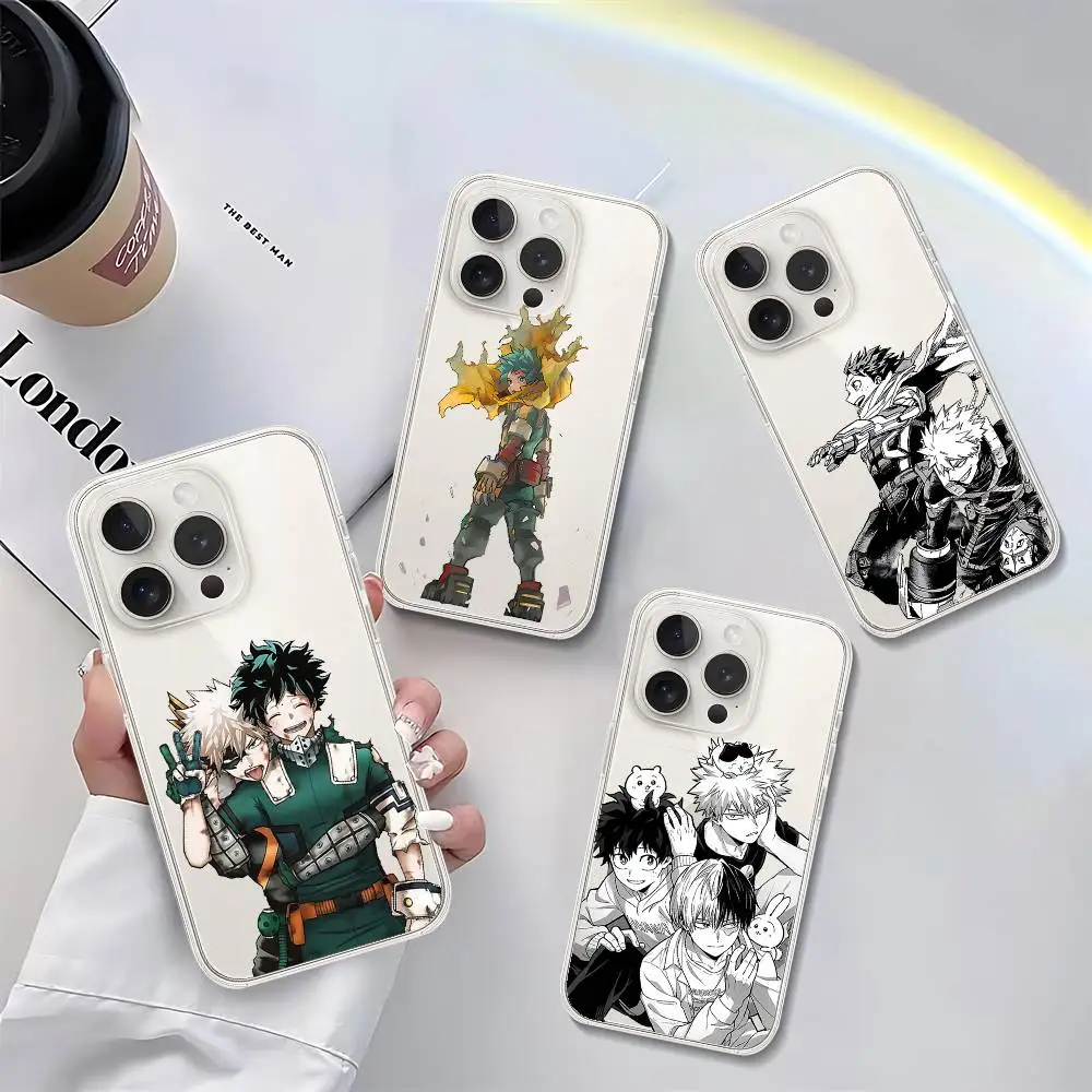 Amine M-My Hero Academia جراب هاتف آيفون 17 16 15 11 13 14 Pro Max 7 8 Plus X Xr Xs Max Se2020 12 غطاء شفاف صغير