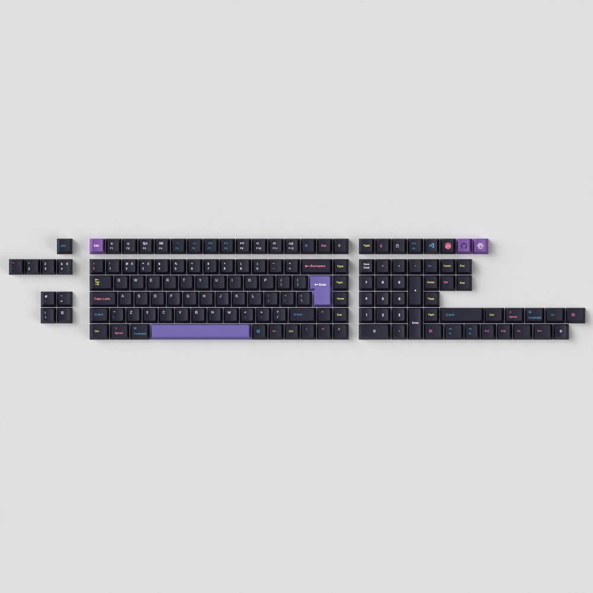 Keychron ISO-Layout Cherry-Profil Tastenkappen für Benutzerdefinierte Mechanische Tastaturen Dye-Sub PBT Komplettes Tastenkappen-Set für Entwickler 7