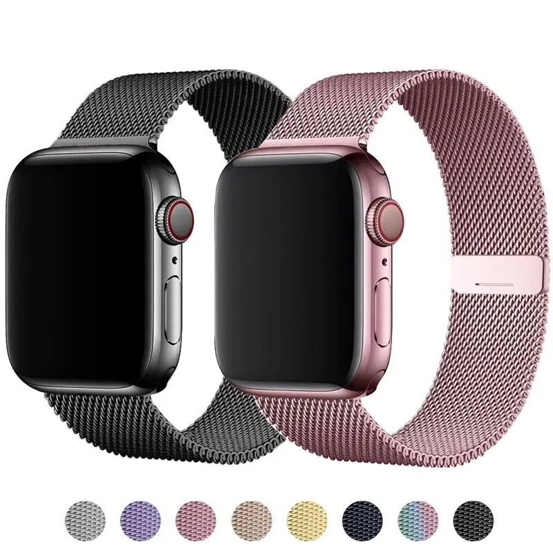 

Straps For Apple Watch Bands 44mm 40 mm 45mm 41mm 49mm 46mm correa Milanese Loop bracelet iWatch series se 7 8 9 ultra 3 2 10 11