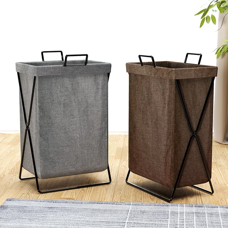 

Breathable Linen Foldable Dirty Clothes Basket Household Large Waterproof Dirty Clothes Basket with Lid Yoga Mat Storage Basket