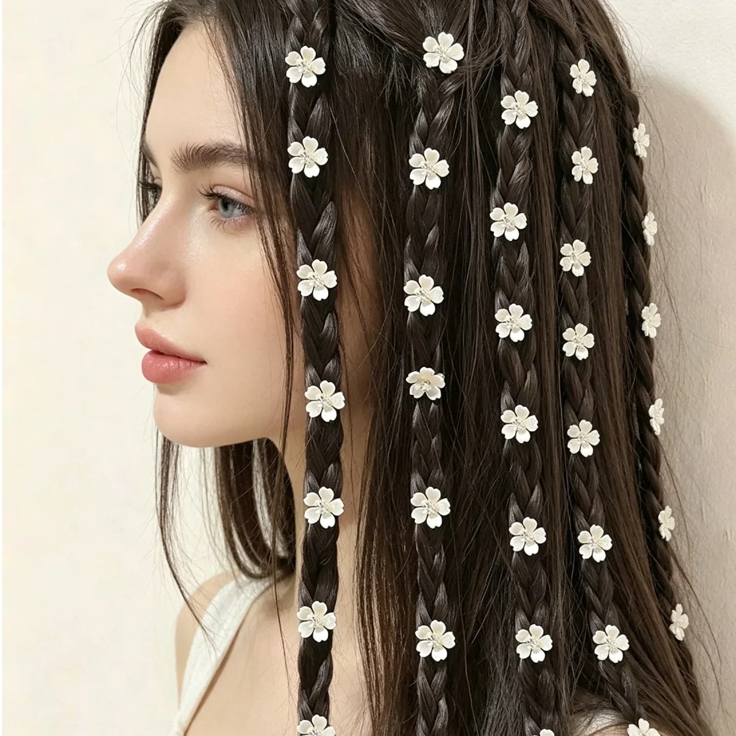 10 Stück/Set Haarspangen Geflochtene Haarklammern Kleine Blumen-Haarknöpfe Niedliche Mädchen-Haarspangen Mini-Haarkrallen Haaraccessoires
